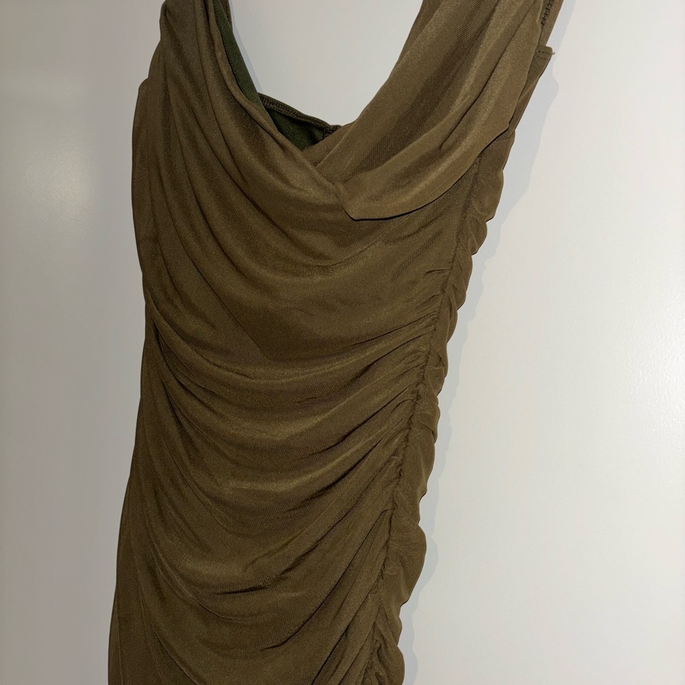 SHEIN One Shoulder Olive Dress